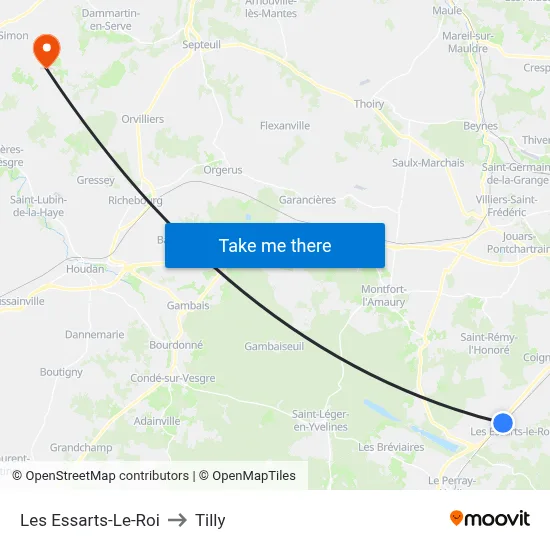 Les Essarts-Le-Roi to Tilly map