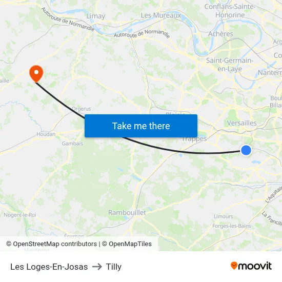 Les Loges-En-Josas to Tilly map