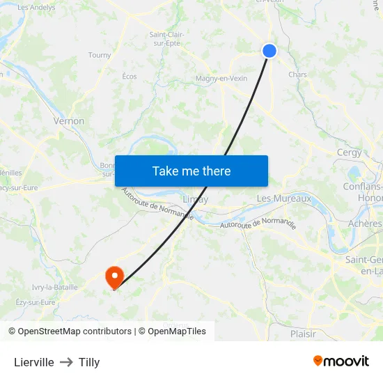 Lierville to Tilly map
