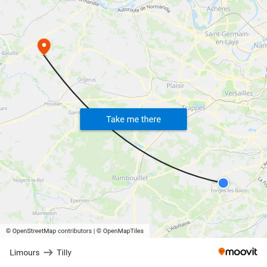 Limours to Tilly map