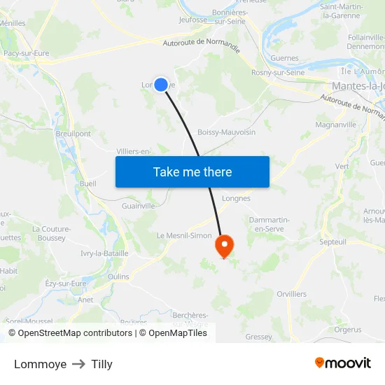 Lommoye to Tilly map