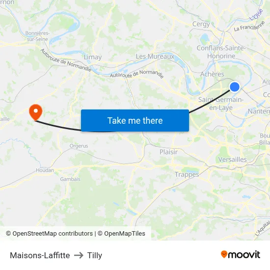 Maisons-Laffitte to Tilly map