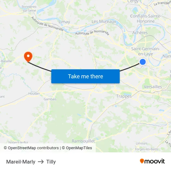 Mareil-Marly to Tilly map
