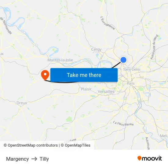 Margency to Tilly map