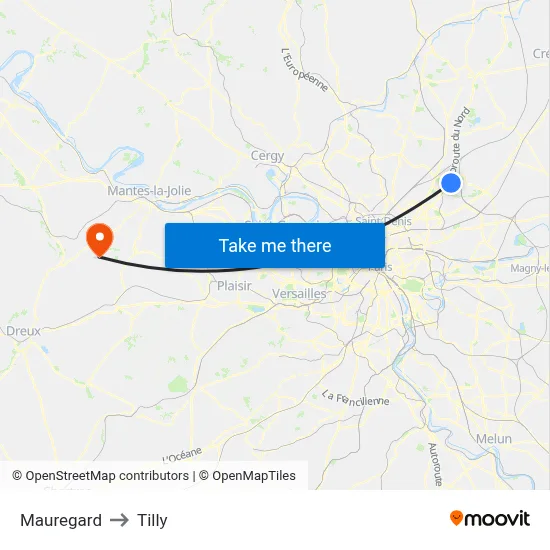 Mauregard to Tilly map