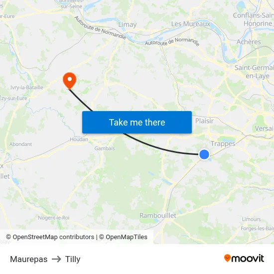 Maurepas to Tilly map