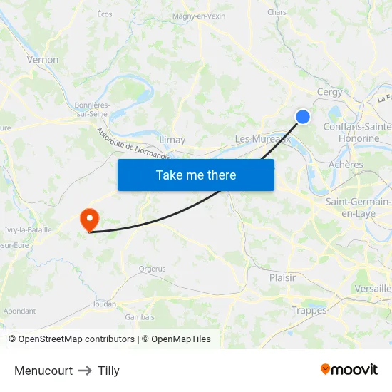 Menucourt to Tilly map