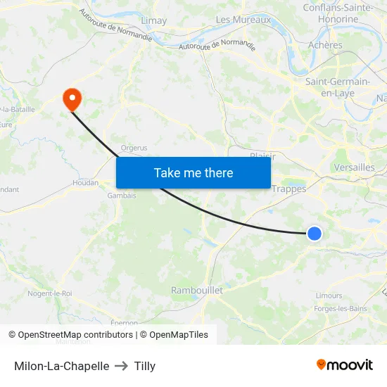 Milon-La-Chapelle to Tilly map