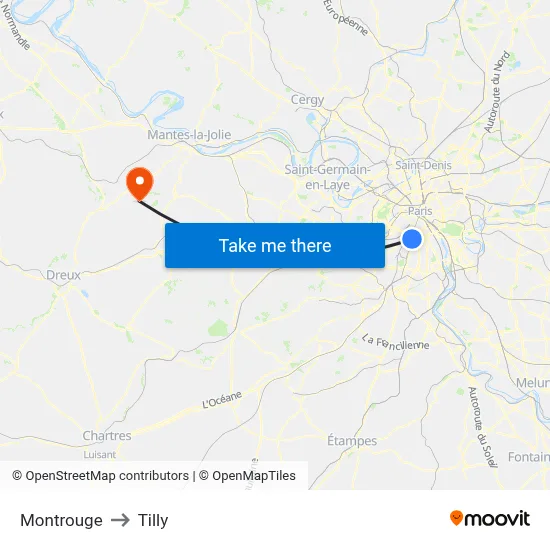 Montrouge to Tilly map