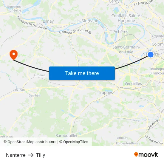 Nanterre to Tilly map