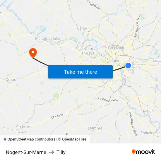 Nogent-Sur-Marne to Tilly map
