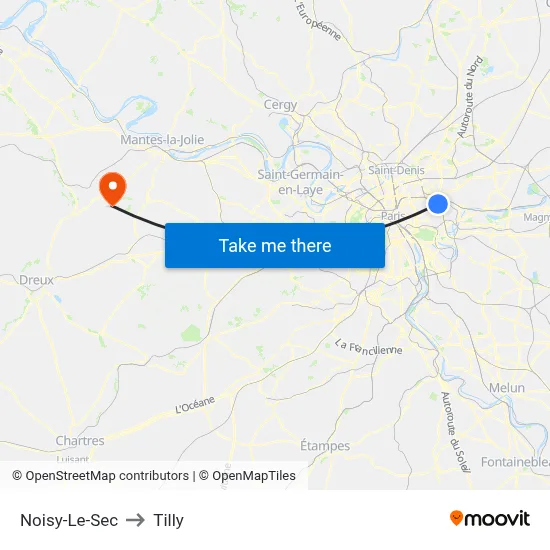 Noisy-Le-Sec to Tilly map