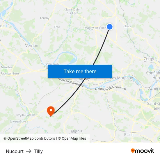 Nucourt to Tilly map