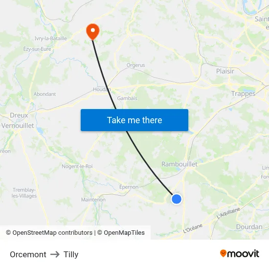 Orcemont to Tilly map