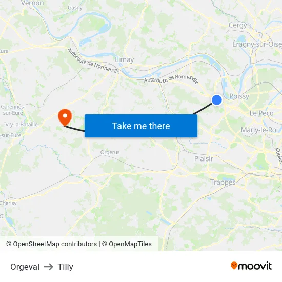 Orgeval to Tilly map