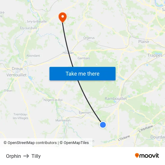 Orphin to Tilly map