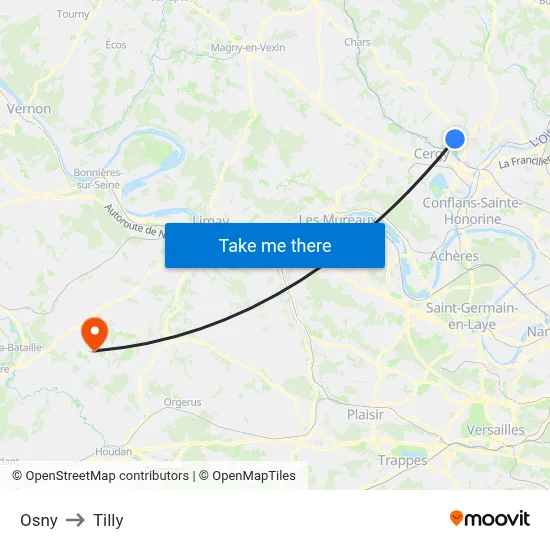 Osny to Tilly map