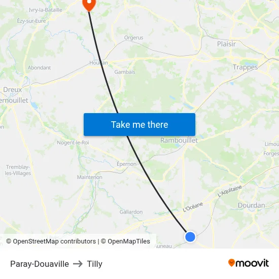 Paray-Douaville to Tilly map