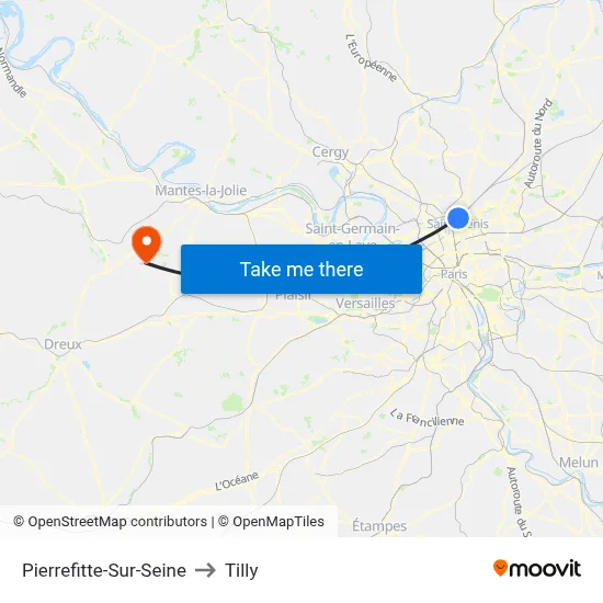 Pierrefitte-Sur-Seine to Tilly map