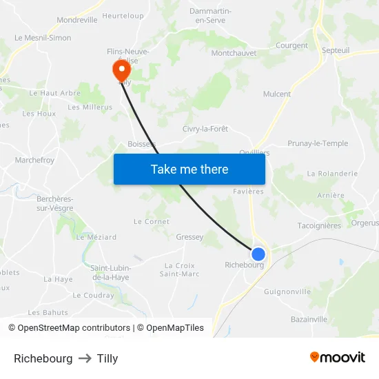 Richebourg to Tilly map