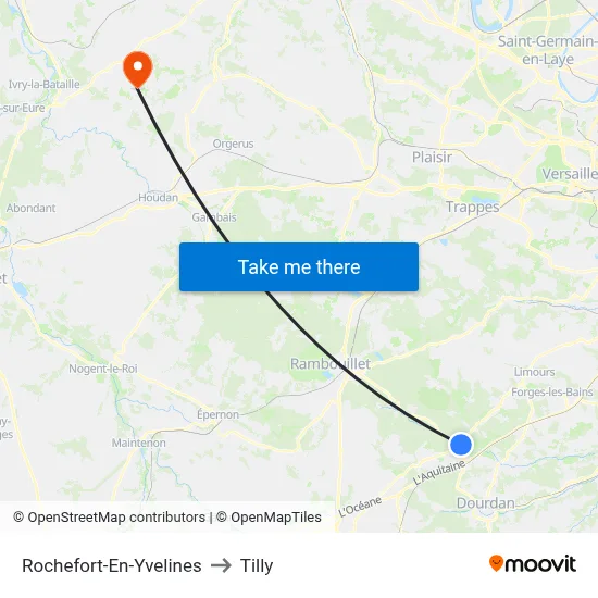 Rochefort-En-Yvelines to Tilly map
