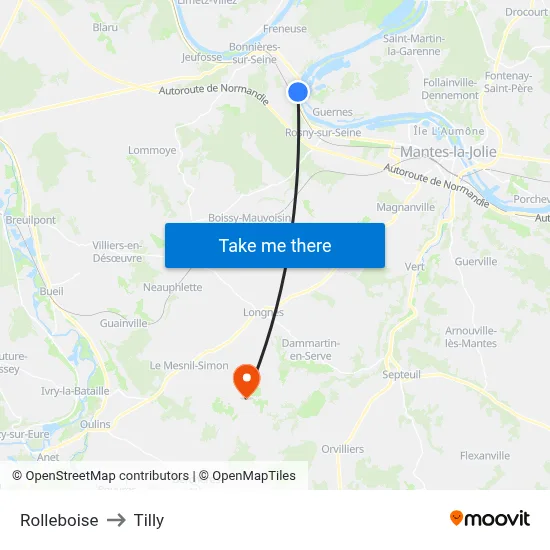 Rolleboise to Tilly map