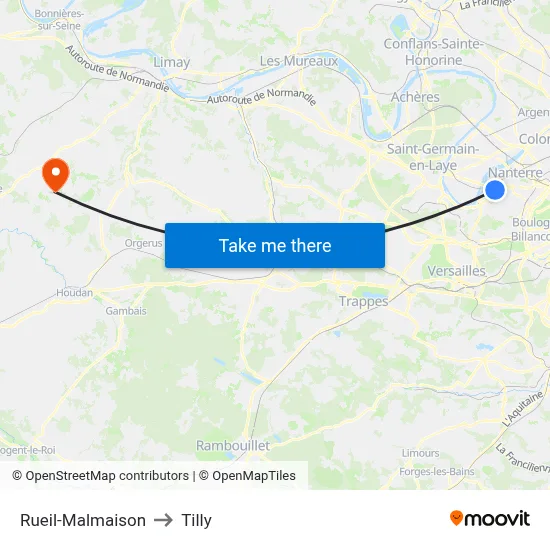 Rueil-Malmaison to Tilly map