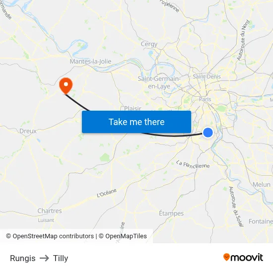 Rungis to Tilly map