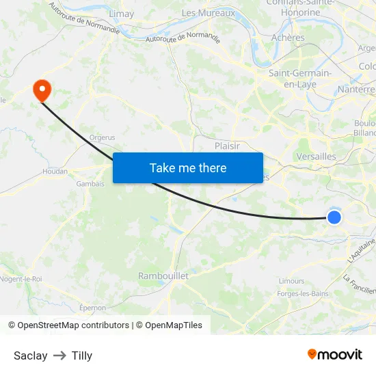 Saclay to Tilly map