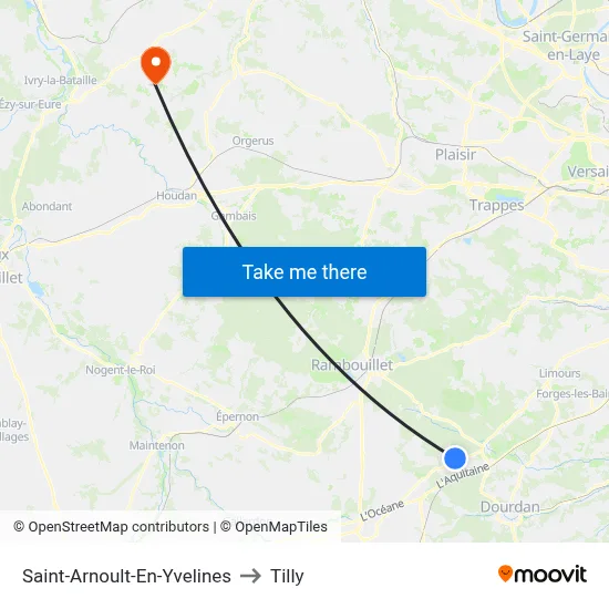 Saint-Arnoult-En-Yvelines to Tilly map