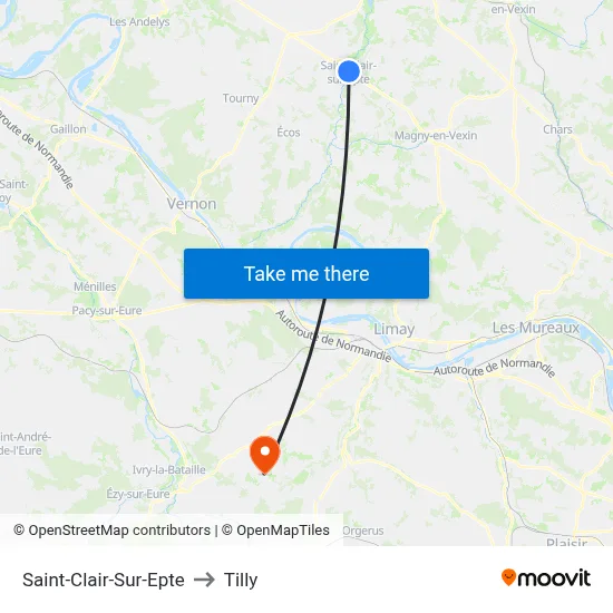 Saint-Clair-Sur-Epte to Tilly map