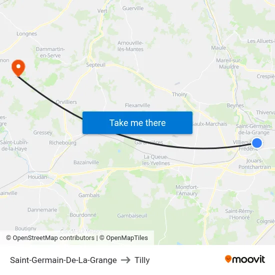 Saint-Germain-De-La-Grange to Tilly map