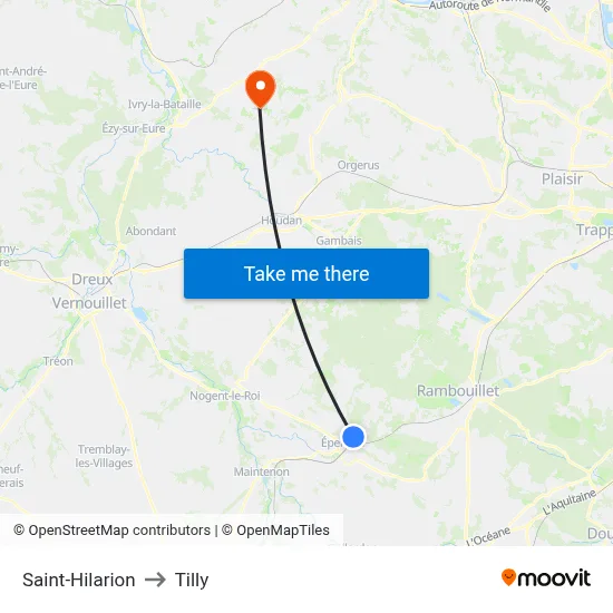 Saint-Hilarion to Tilly map