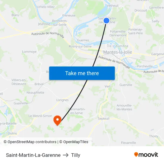 Saint-Martin-La-Garenne to Tilly map