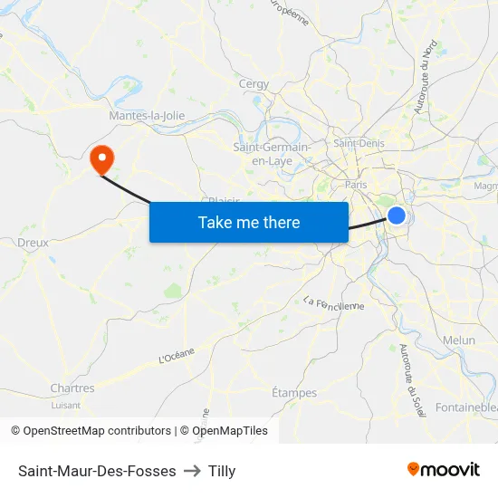 Saint-Maur-Des-Fosses to Tilly map
