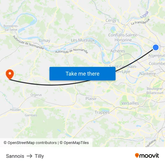 Sannois to Tilly map