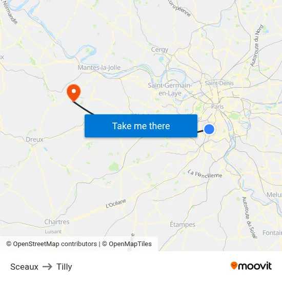 Sceaux to Tilly map
