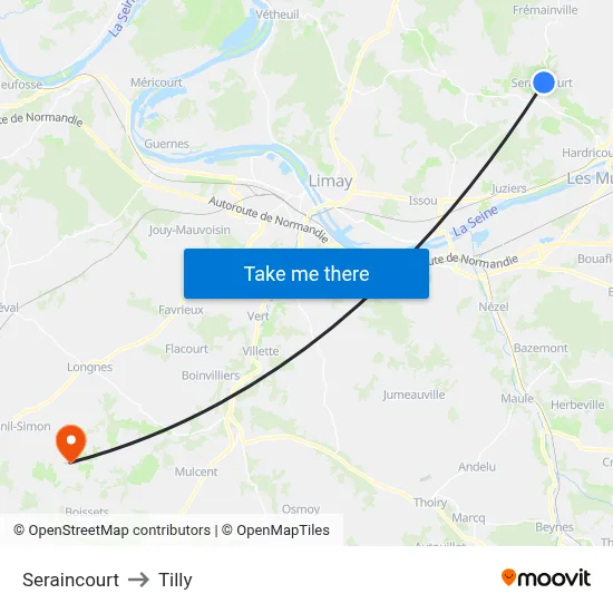 Seraincourt to Tilly map