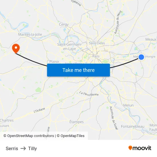 Serris to Tilly map