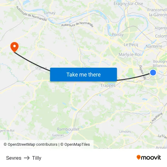 Sevres to Tilly map
