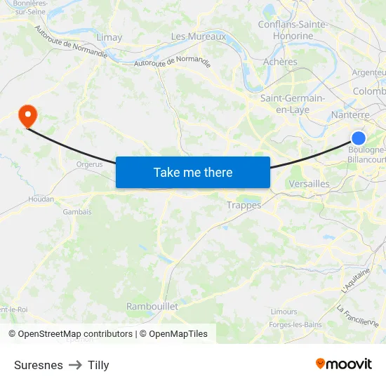 Suresnes to Tilly map
