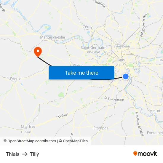 Thiais to Tilly map