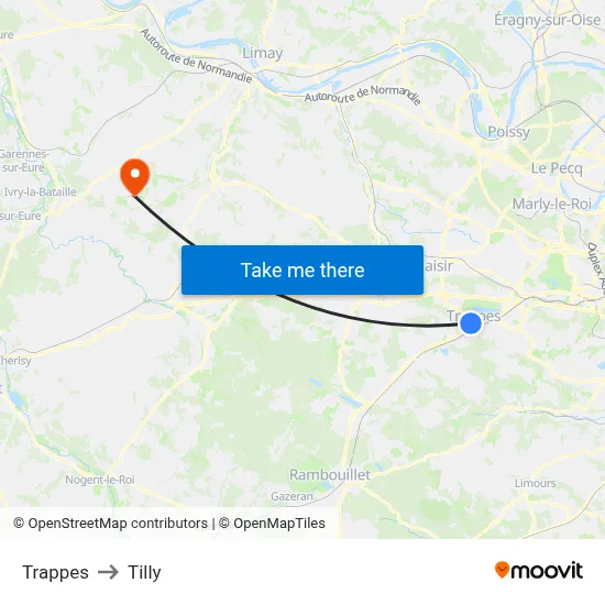 Trappes to Tilly map