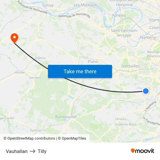 Vauhallan to Tilly map