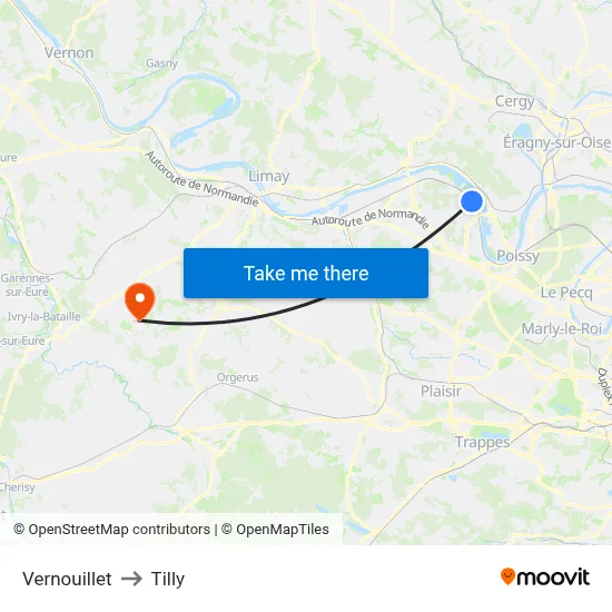 Vernouillet to Tilly map