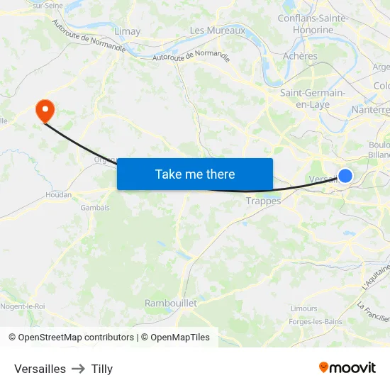 Versailles to Tilly map