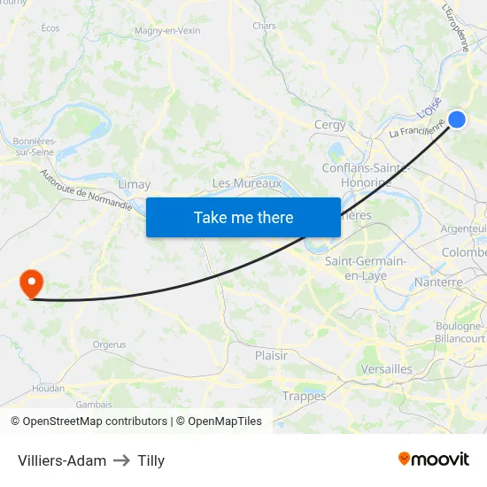 Villiers-Adam to Tilly map