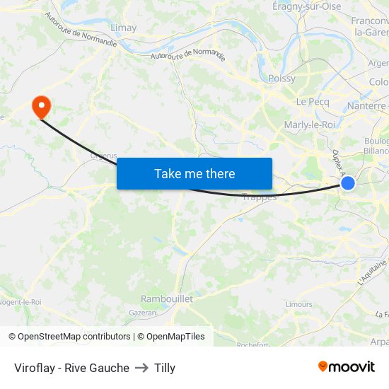 Viroflay - Rive Gauche to Tilly map