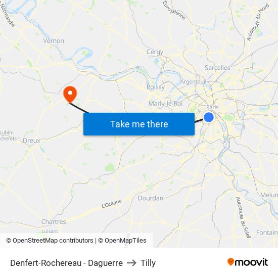 Denfert-Rochereau - Daguerre to Tilly map