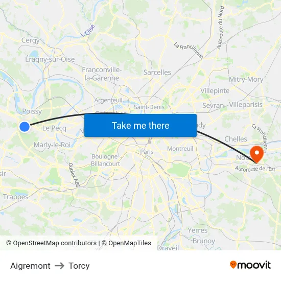 Aigremont to Torcy map